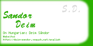 sandor deim business card